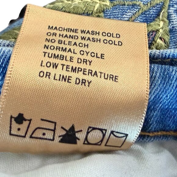 Driftwood Jackie Floral Embroidered Mid-rise Skinny Jeans Blue Denim Size 29 - Picture 10 of 11